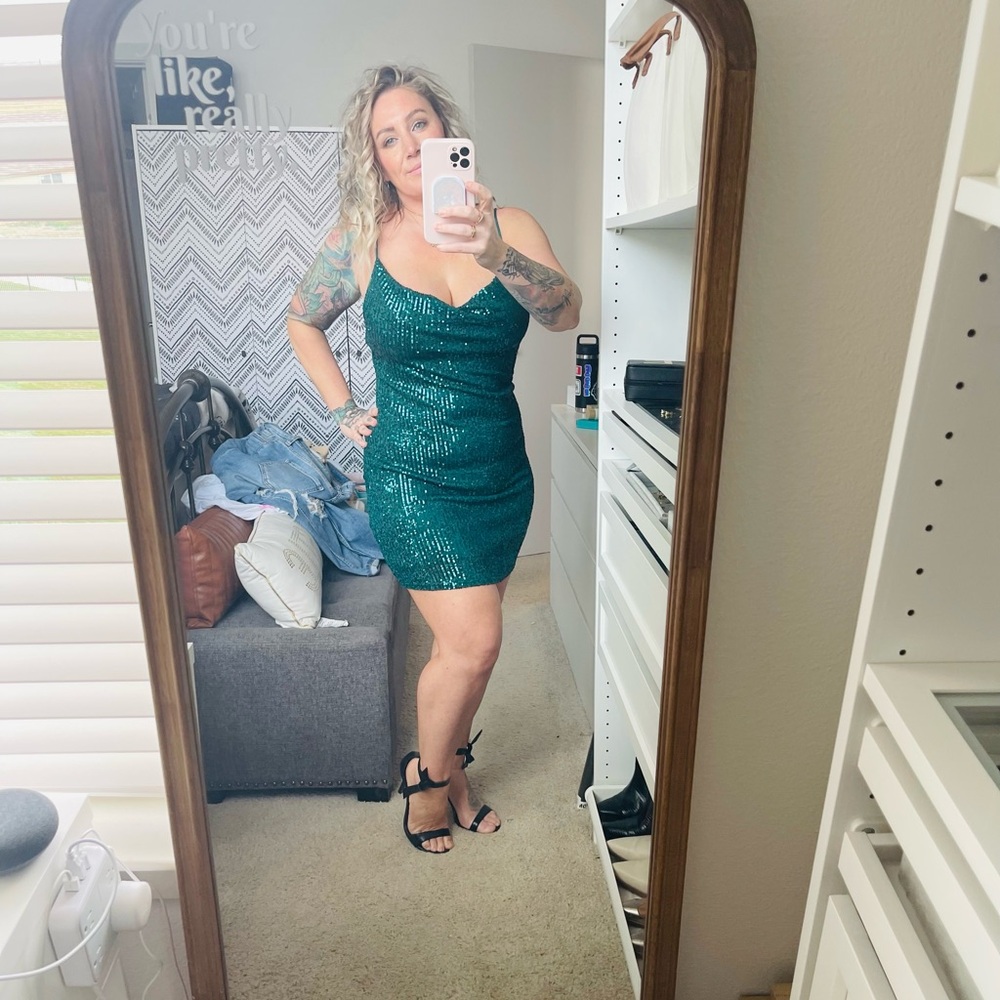 12th Tribe Green Sequin Mini Dress NWT